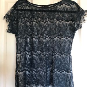Trouve Navy Lace Top